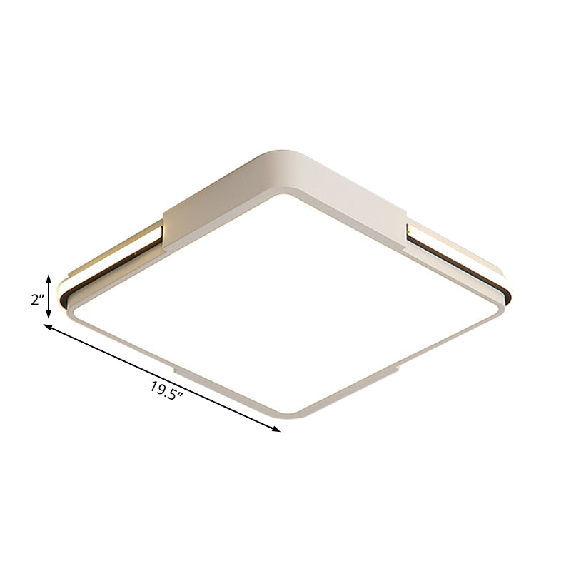 Simple White LED Flush Mount Light for Bedroom Ceiling - 16"/19.5"/35.5" Wide Square/Rectangular Shape, Warm/White Light