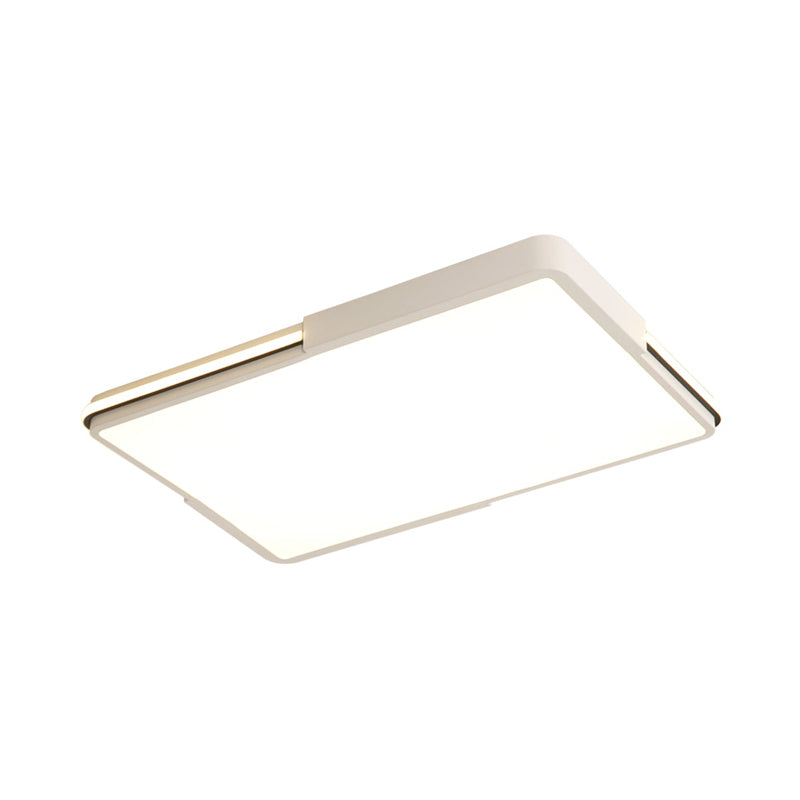 Simple White LED Flush Mount Light for Bedroom Ceiling - 16"/19.5"/35.5" Wide Square/Rectangular Shape, Warm/White Light