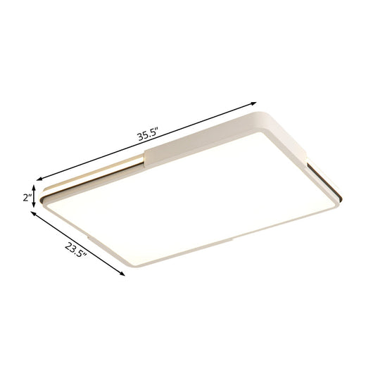 Simple White LED Flush Mount Light for Bedroom Ceiling - 16"/19.5"/35.5" Wide Square/Rectangular Shape, Warm/White Light