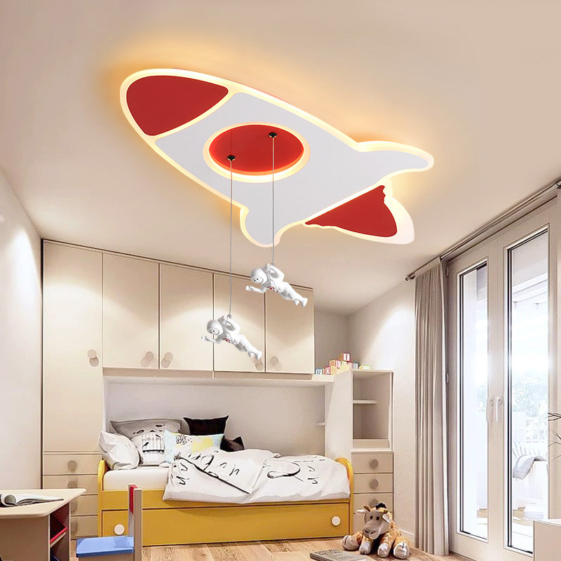 Stylish Rocket Ceiling Led Lamp - Cartoon Design 14/16.5 W Flush Mount Warm/White Light Red / 14