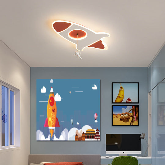 Stylish Rocket Ceiling LED Lamp - Cartoon Design, 14"/16.5" W, Flush Mount, Warm/White Light