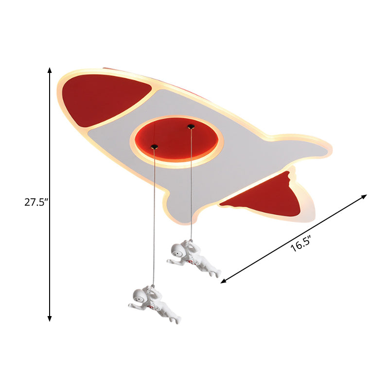 Stylish Rocket Ceiling LED Lamp - Cartoon Design, 14"/16.5" W, Flush Mount, Warm/White Light