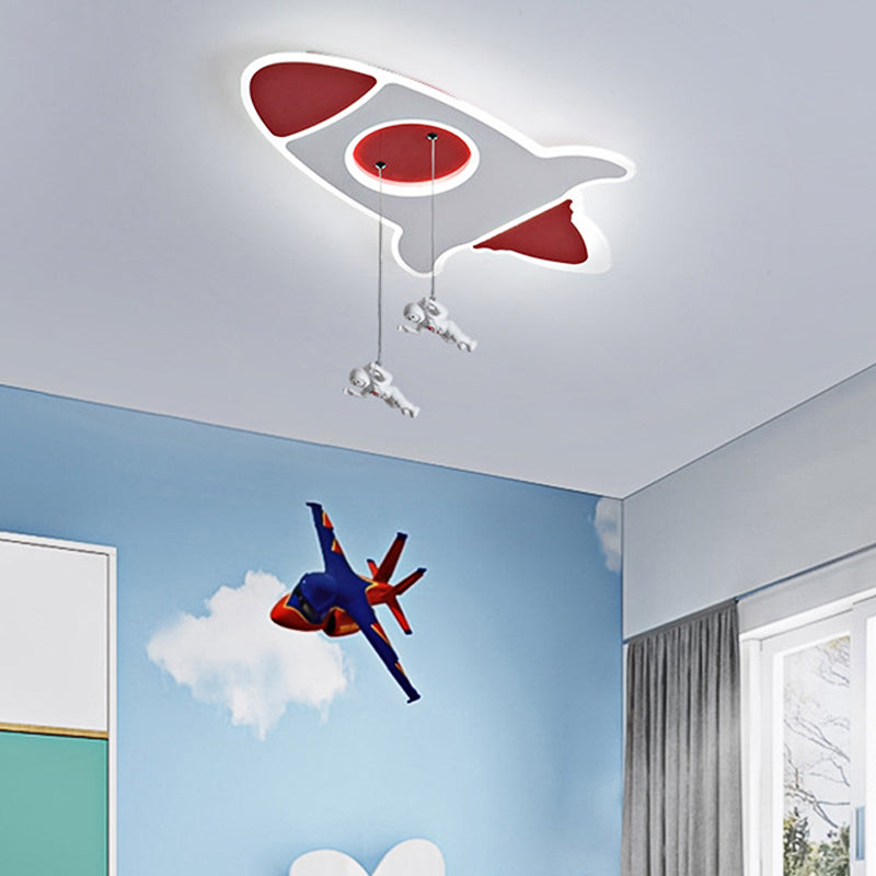 Stylish Rocket Ceiling LED Lamp - Cartoon Design, 14"/16.5" W, Flush Mount, Warm/White Light