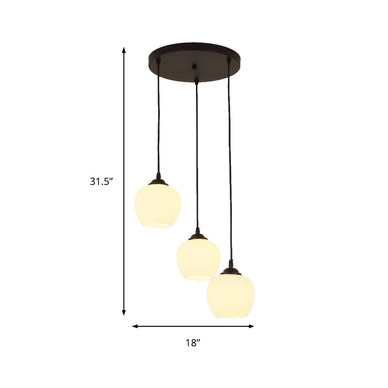 Classic Black Glass Bubble Pendant Light Fixture With 3 Lights For Living Room