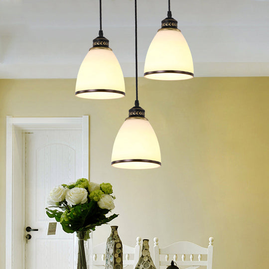 Classic Black Cluster Pendant Light With Frosted Glass Shades