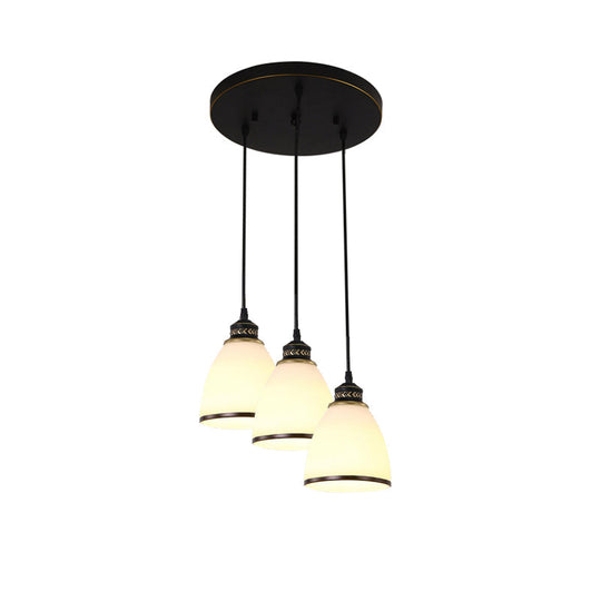Classic Black Cluster Pendant Light With Frosted Glass Shades
