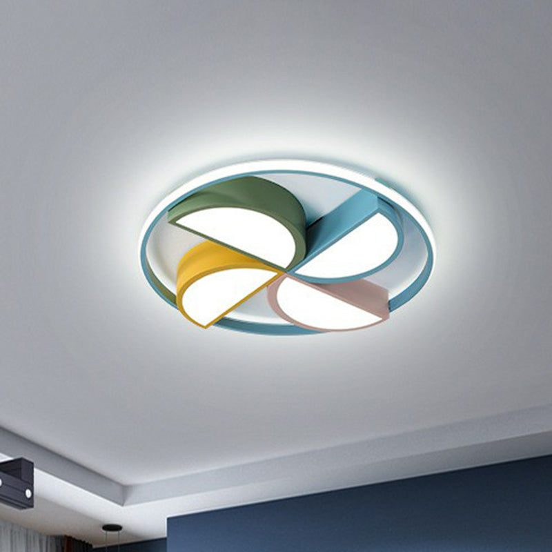 Blue Macaron Pinwheel LED Flush Ceiling Light Fixture for Bedrooms