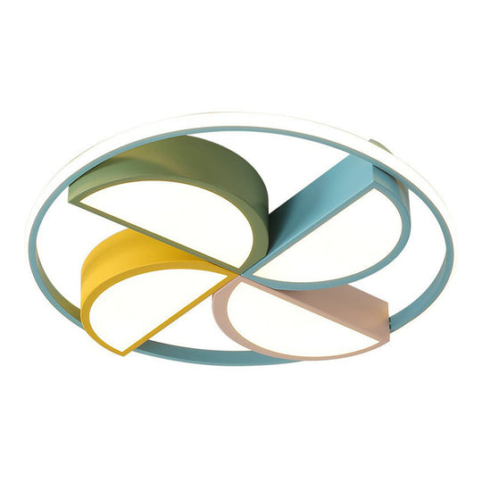 Blue Macaron Pinwheel LED Flush Ceiling Light Fixture for Bedrooms