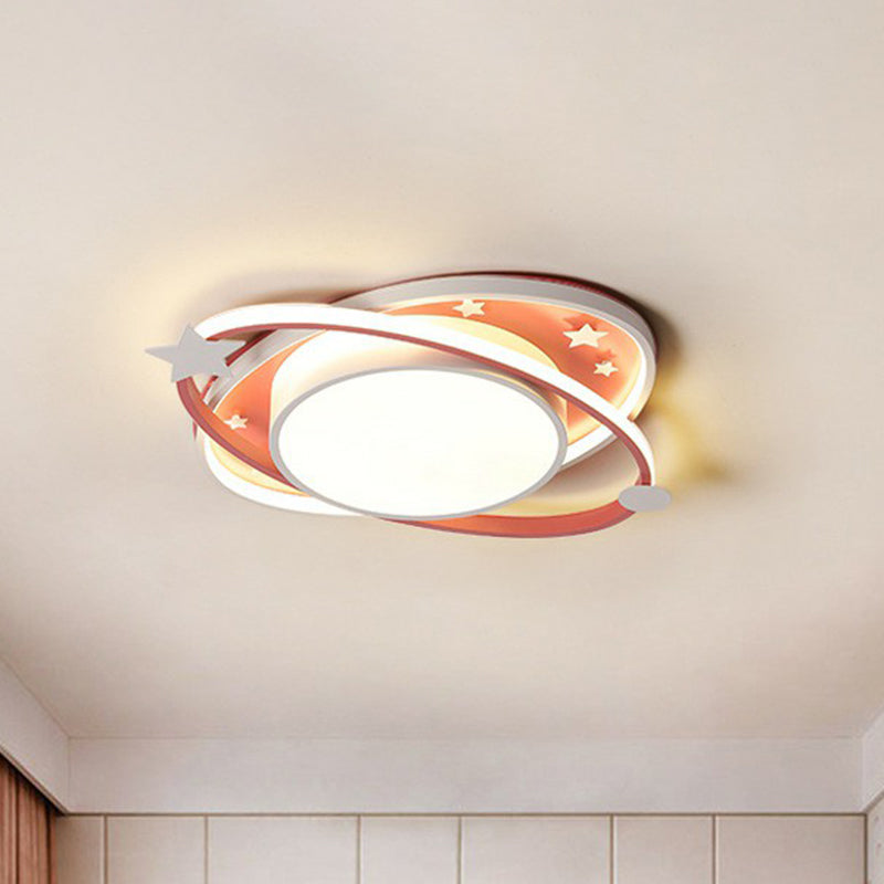 Plafonnier LED métallique pour enfants en forme d'ellipse, étoile décorative - Luminaire de chambre