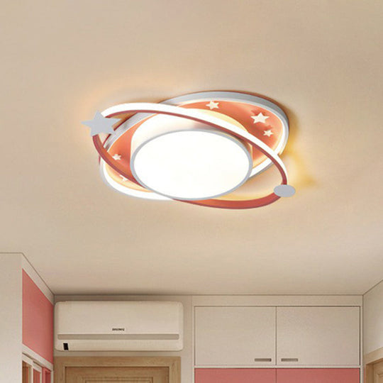 Plafonnier LED métallique pour enfants en forme d'ellipse, étoile décorative - Luminaire de chambre
