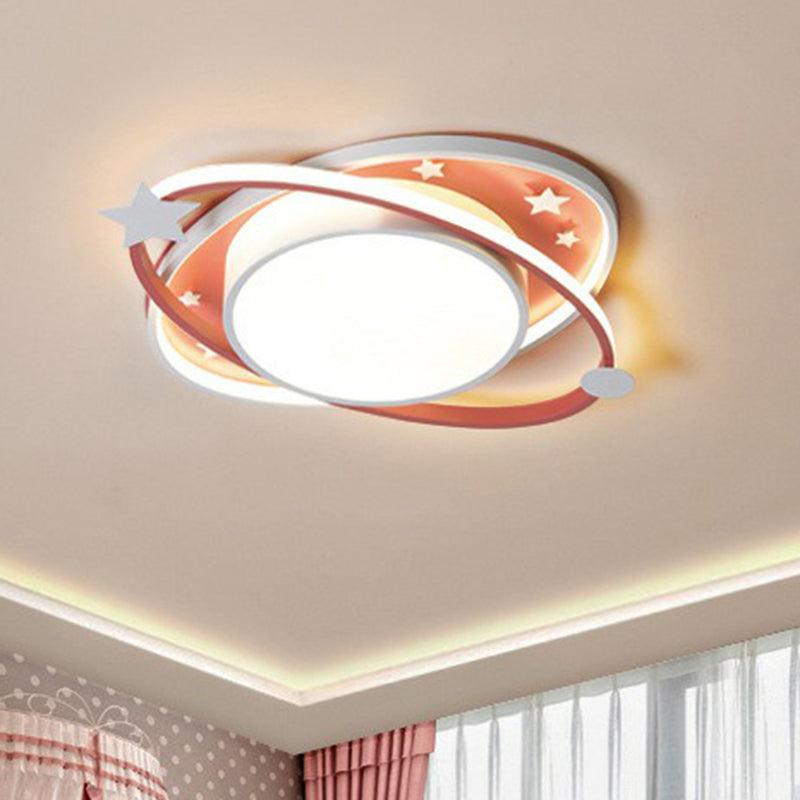 Plafonnier LED métallique pour enfants en forme d'ellipse, étoile décorative - Luminaire de chambre