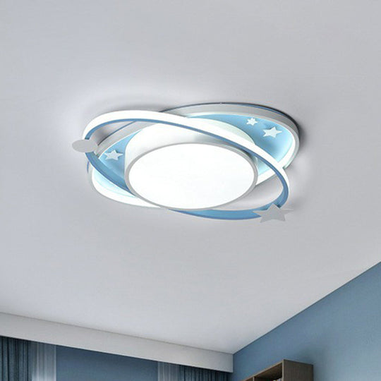 Plafonnier LED métallique pour enfants en forme d'ellipse, étoile décorative - Luminaire de chambre