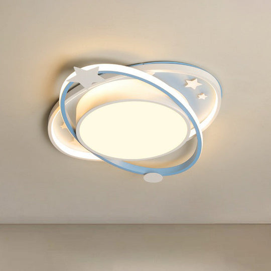 Plafonnier LED métallique pour enfants en forme d'ellipse, étoile décorative - Luminaire de chambre