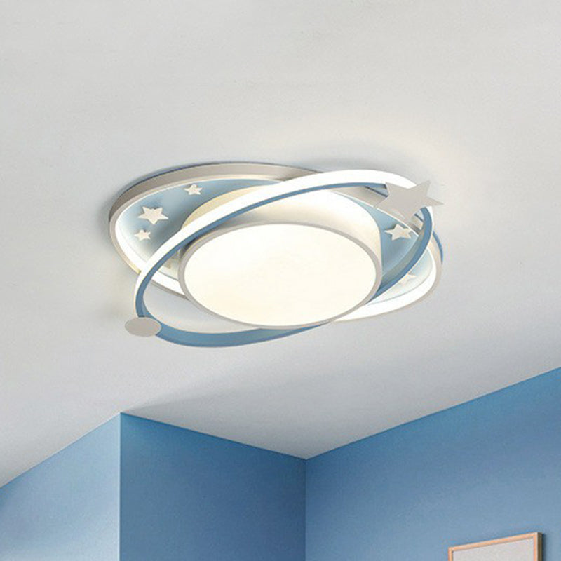 Plafonnier LED métallique pour enfants en forme d'ellipse, étoile décorative - Luminaire de chambre