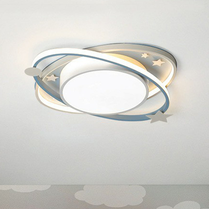 Plafonnier LED métallique pour enfants en forme d'ellipse, étoile décorative - Luminaire de chambre