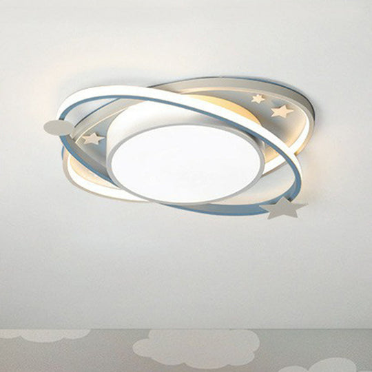 Plafonnier LED métallique pour enfants en forme d'ellipse, étoile décorative - Luminaire de chambre