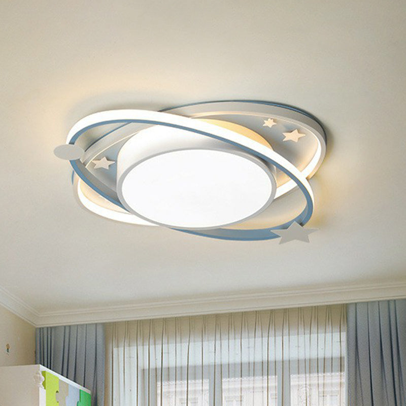 Plafonnier LED métallique pour enfants en forme d'ellipse, étoile décorative - Luminaire de chambre