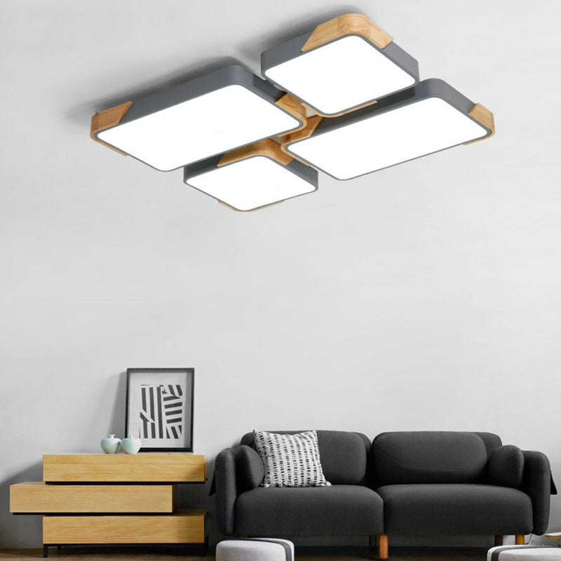 Nordic Splicing Flush Mount LED Ceiling Light for Living Room, Acrylic Design
