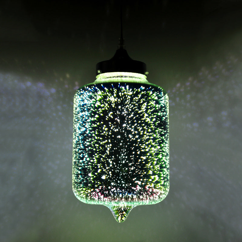 Modern Firework Glass Pendant Light - Black / F