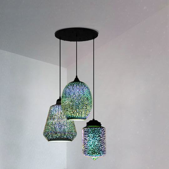 Modern Geometric Glass Pendant Light in Black for Restaurants
