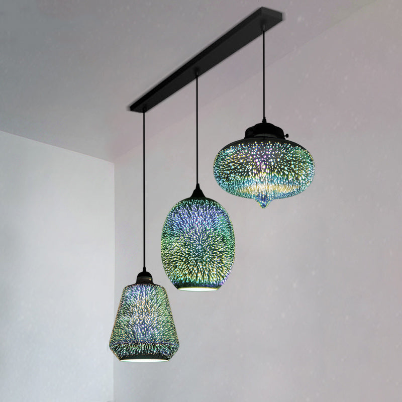 Modern Geometric Glass Pendant Light in Black for Restaurants