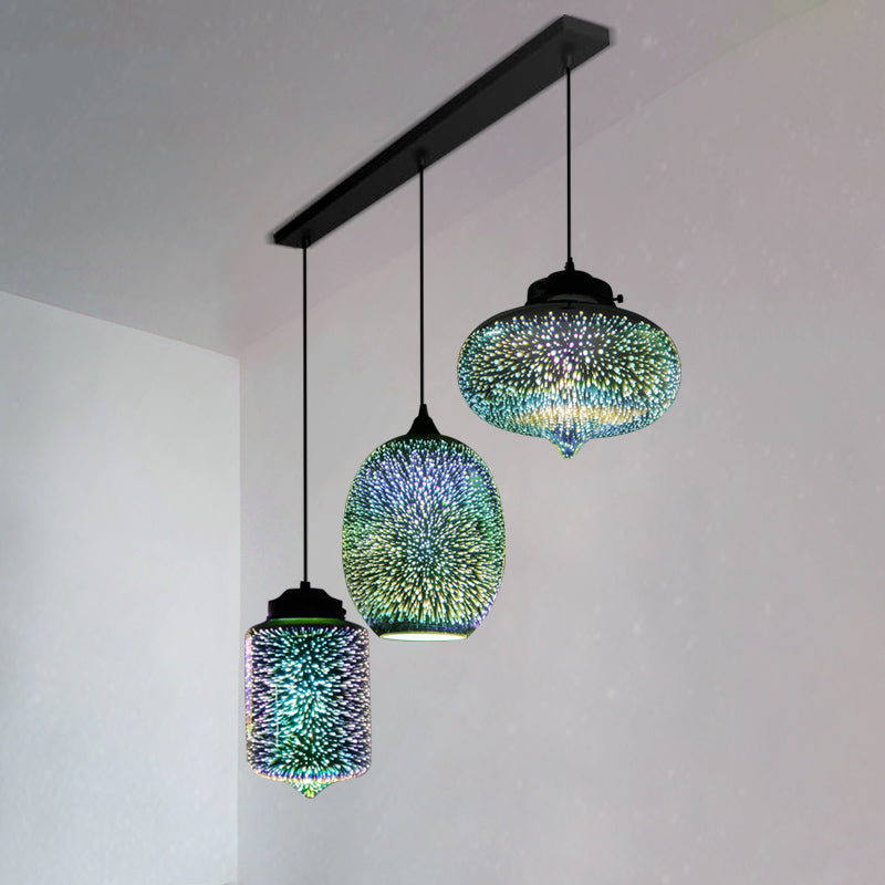 Modern Geometric Glass Pendant Light in Black for Restaurants