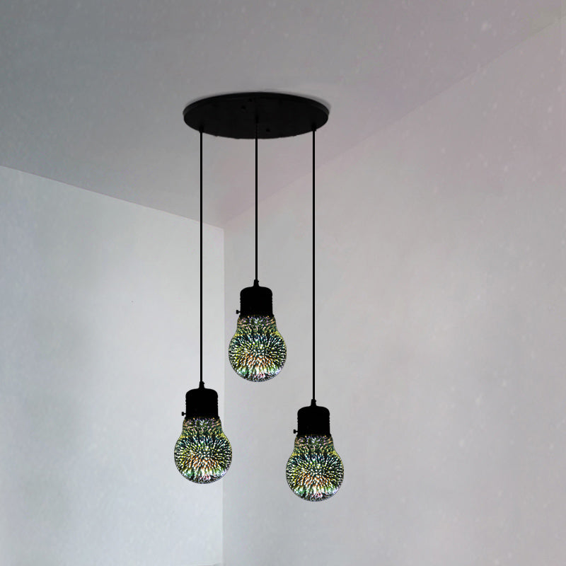 Modern Geometric Glass Pendant Light in Black for Restaurants