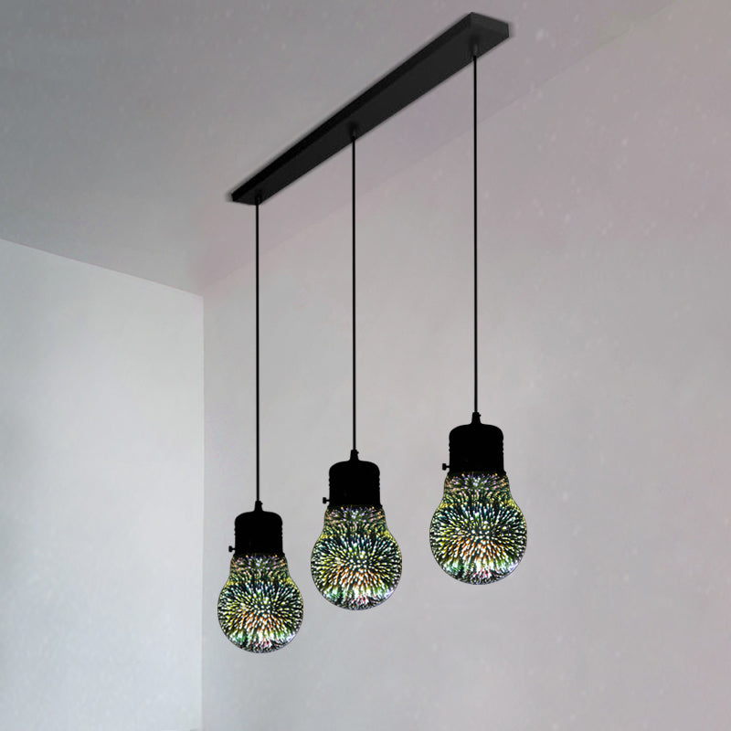 Modern Black Geometric 3D Glass Pendant Lamp For Restaurants / D Linear