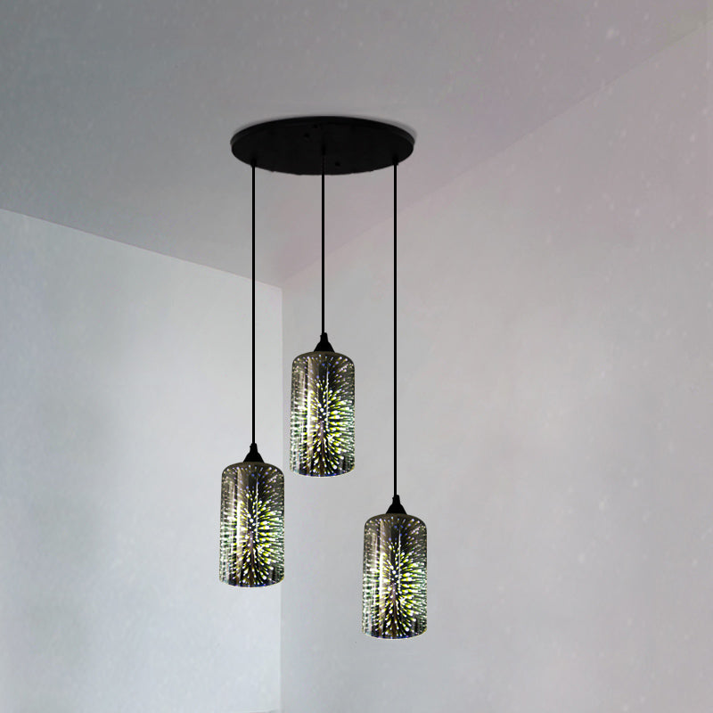 Modern Geometric Glass Pendant Light in Black for Restaurants