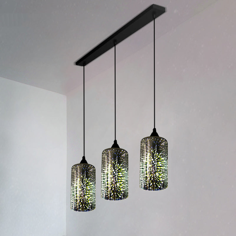 Modern Geometric Glass Pendant Light in Black for Restaurants