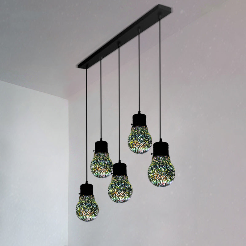 Modern Geometric Glass Pendant Light in Black for Restaurants