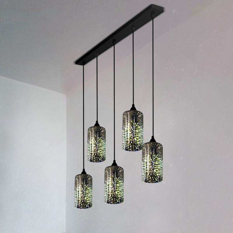 Modern Geometric Glass Pendant Light in Black for Restaurants