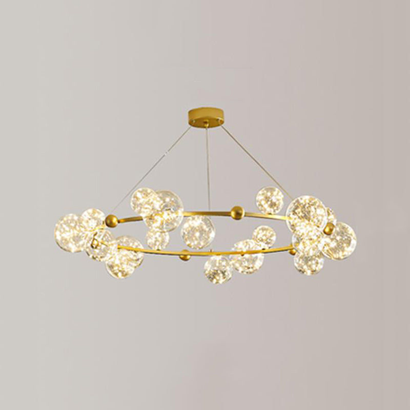 Modern Led Chandelier Pendant Light With Ball Shaped Clear Glass Gold; Perfect For Dining Rooms 18 /