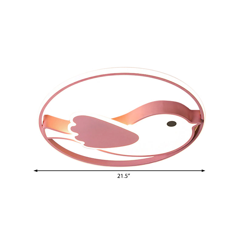 Cartoon LED Flush Mount Lamp: Pink Acrylic Shade, Bedroom Lighting - 18"/21.5" Diameter