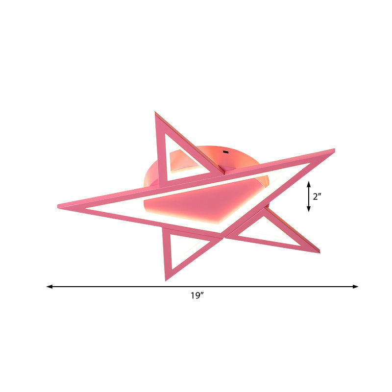 Modern Aluminum Star Shaped Pendant Light with LED in Blue/Pink - Flush Mount Ceiling Light