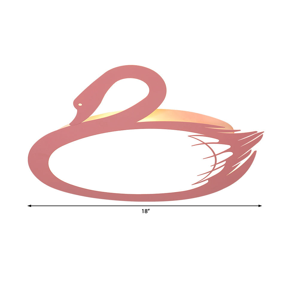 LED Flush Mount Lighting: Pink Swan Ceiling Fixture with Acrylic Shade in Modern Style & Warm/White Light