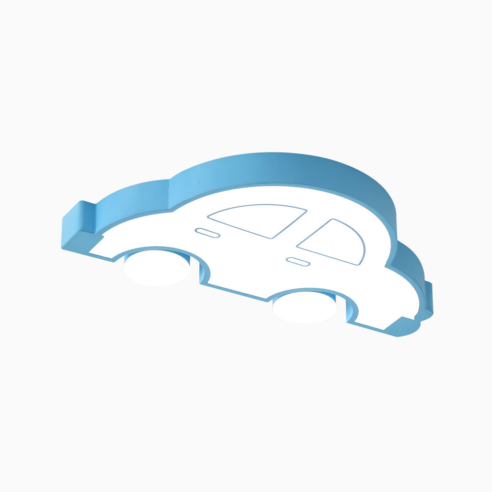 LED Indoor Flushmount Light with Car Cartoon Acrylic Shade, Stylish Blue/Pink Ceiling Lamp in Warm/White Light