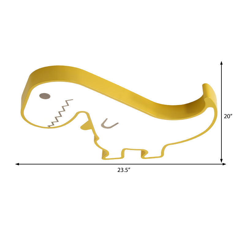 LED Dinosaur Acrylic Flush Mount Light - Cartoon Style Bedroom Ceiling Lighting, Warm/White Glow