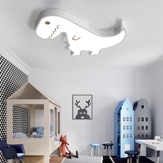 LED Dinosaur Acrylic Flush Mount Light - Cartoon Style Bedroom Ceiling Lighting, Warm/White Glow