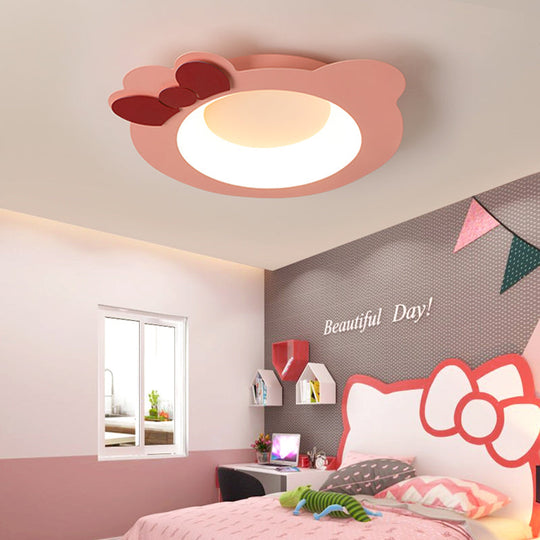 Modern Cartoon Flush Mount LED Pink Ceiling Lamp with Warm/White Light