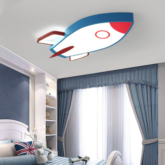 Cartoon Style Blue LED Ceiling Light with Flush Mount - Perfect for Bedroom and Warm/White Light Options