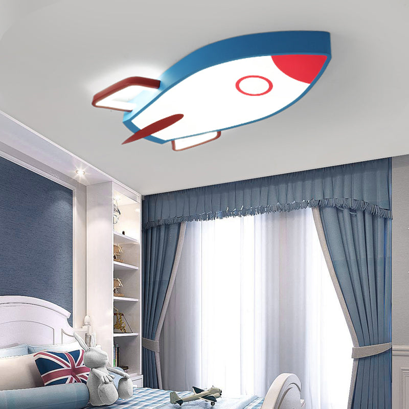 Cartoon Style Blue Led Ceiling Light With Flush Mount - Perfect For Bedroom And Warm/White Options /