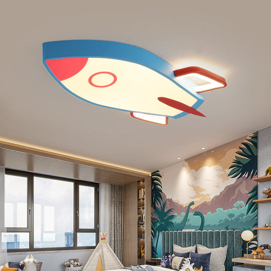 Cartoon Style Blue Led Ceiling Light With Flush Mount - Perfect For Bedroom And Warm/White Options