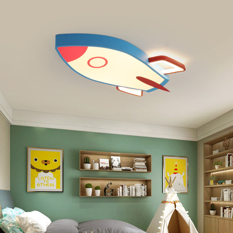 Cartoon Style Blue LED Ceiling Light with Flush Mount - Perfect for Bedroom and Warm/White Light Options