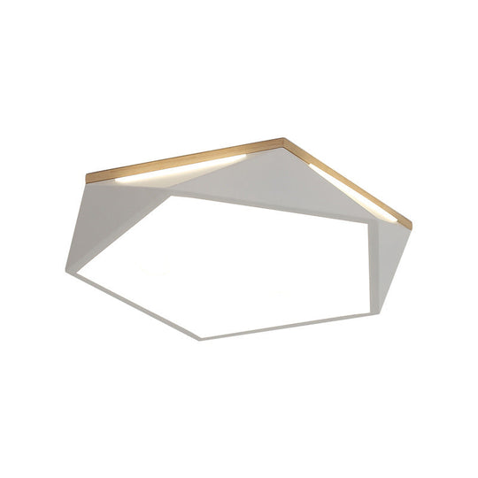 Pentagon Led Flush Mount Lamp In Acrylic White/Blue/Green - 12.5/16.5/20.5 Wide