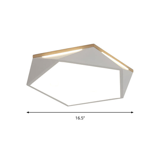 Pentagon LED Flush Mount Lamp in Acrylic White/Blue/Green - 12.5"/16.5"/20.5" Wide