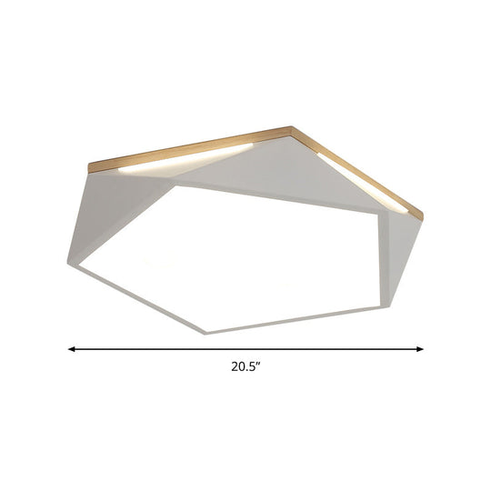 Pentagon LED Flush Mount Lamp in Acrylic White/Blue/Green - 12.5"/16.5"/20.5" Wide