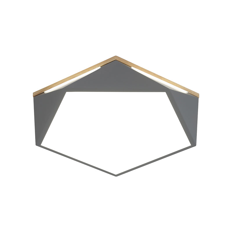 Pentagon LED Flush Mount Lamp in Acrylic White/Blue/Green - 12.5"/16.5"/20.5" Wide