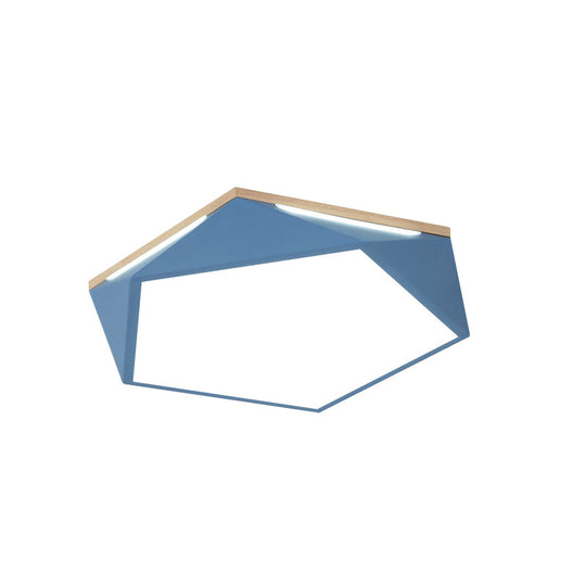 Pentagon LED Flush Mount Lamp in Acrylic White/Blue/Green - 12.5"/16.5"/20.5" Wide