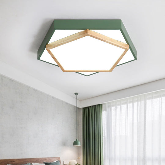 Pentagon Macaron Acrylic LED Flush Mount Lamp in White/Warm/Natural Light - Sizes 14"/18"/21.5